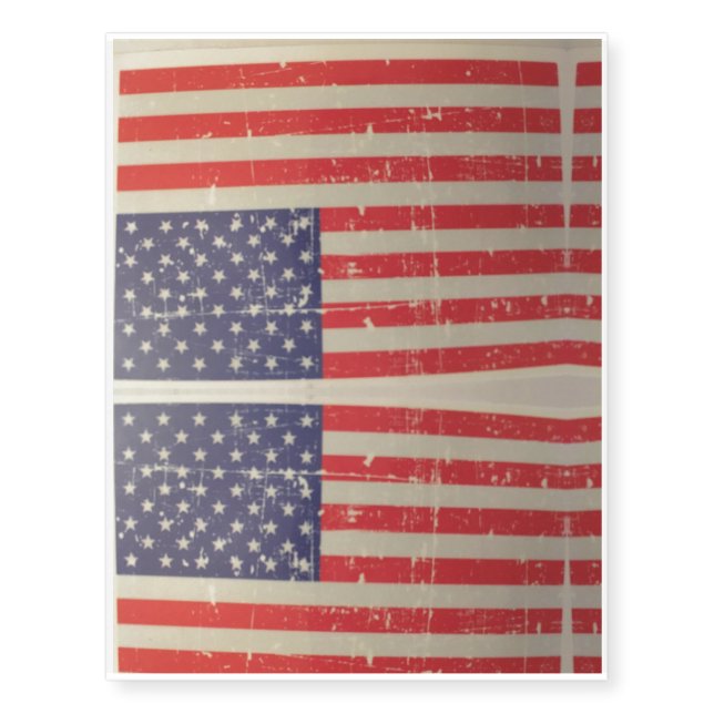 Weathered, Distressed American USA Flag Temporary Tattoos (Front)