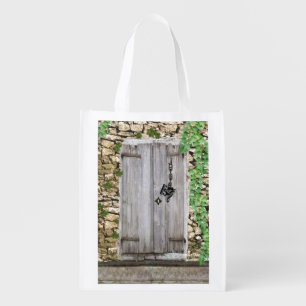 Weathered Door with Music Clef Keys Reusable Grocery Bag