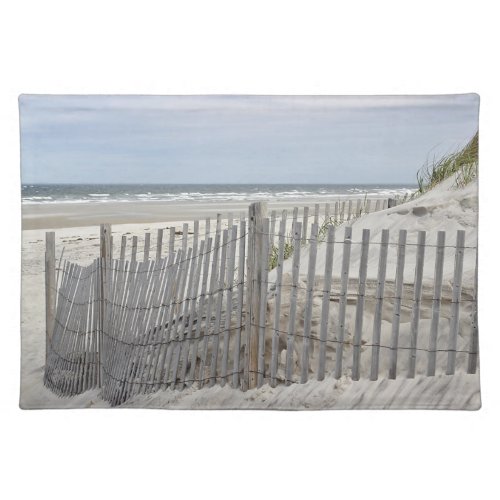 Weathered fence and sand dunes at the beach cloth placemat