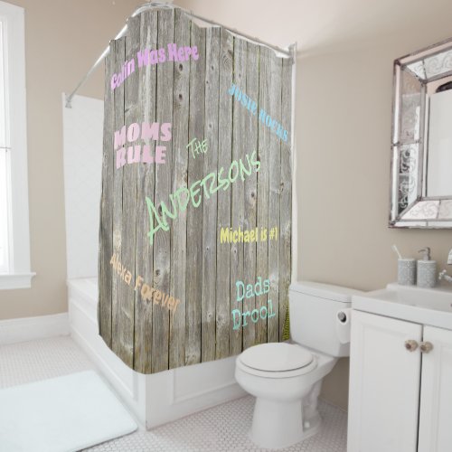 Weathered Fence Custom Graffiti Names Shower Curtain