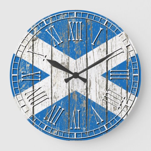 Weathered Flag of Scotland Large Clock