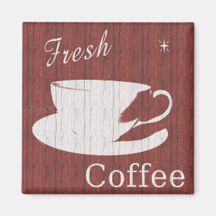 Weathered Fresh Coffee Sign - Red Magnet