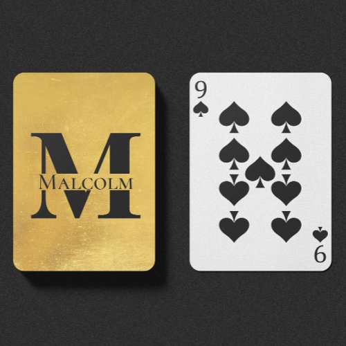 Weathered Gold Personalized Monogram Custom Name Poker Cards