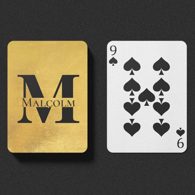 Weathered Gold Personalized Monogram Custom Name Poker Cards (Creator Uploaded)