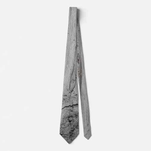 weathered gray rustic wood pattern neck tie