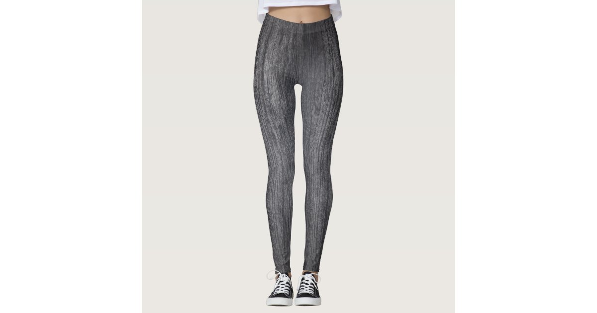 weathered gray wood design leggings