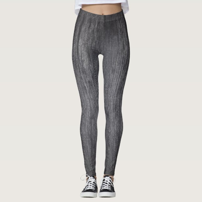 weathered gray wood design leggings (Front)