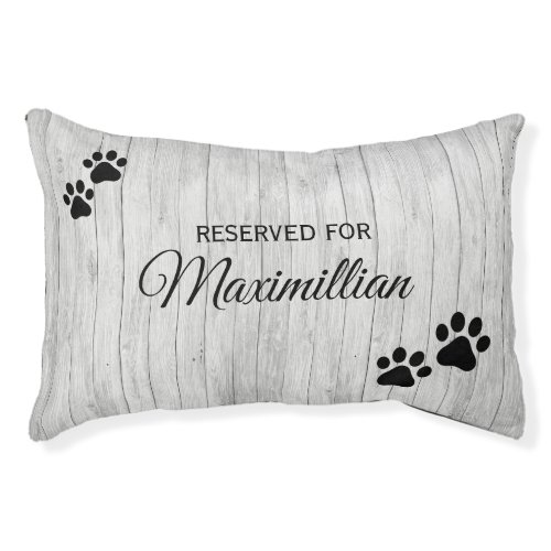 Weathered Grey Wood Fence Paw Prints Monogrammed  Pet Bed