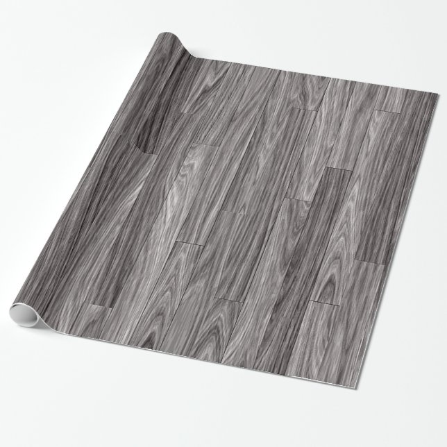Weathered Grey Wood Planks Texture Wrapping Paper (Unrolled)