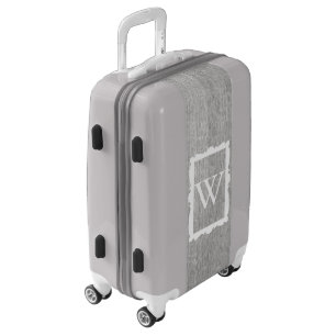 Weathered Grey Wood Rustic Framed Monogram Luggage