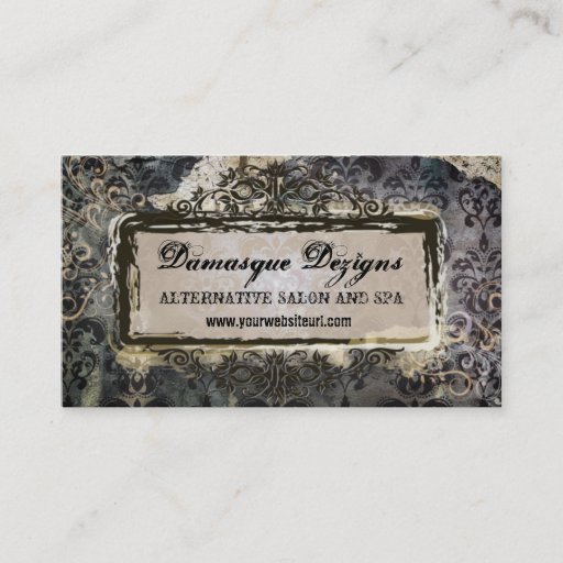 Customizable Weathered Grunge Damask Business Card Templates