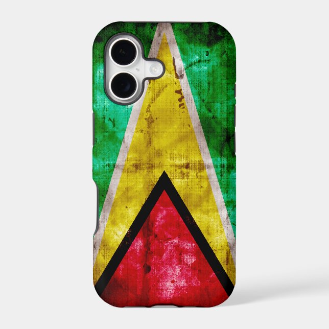 Weathered Guyana Flag Iphone Case (Back)