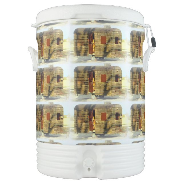Weathered gypsy caravan Thunder_Cove Beverage Cooler (Front)