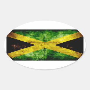 Weathered Jamaica Flag Oval Sticker