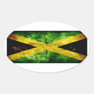 Weathered Jamaica Flag Oval Sticker