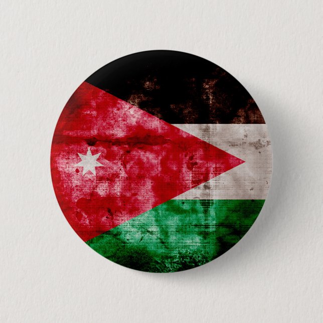 Weathered Jordanian Flag Pinback Button (Front)