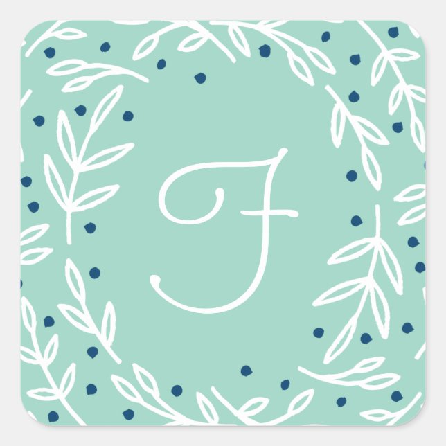Weathered Joy Square Monogram Stickers (Front)