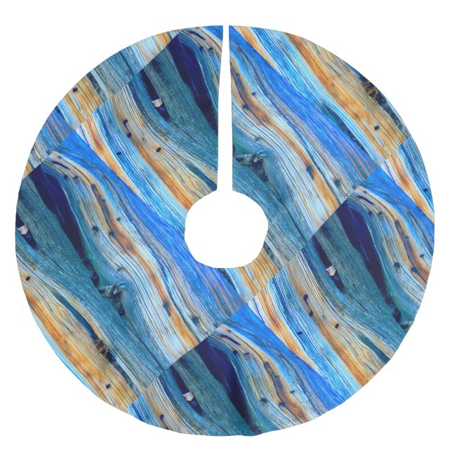 weathered juniper  boards brushed polyester tree skirt (Front)