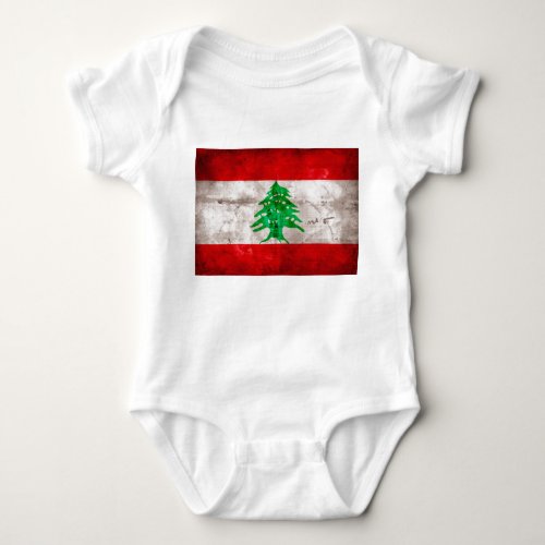 Weathered Lebanon Flag Baby Bodysuit