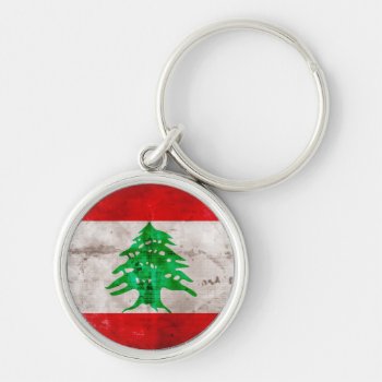 Weathered Lebanon Flag Keychain by FlagWare at Zazzle