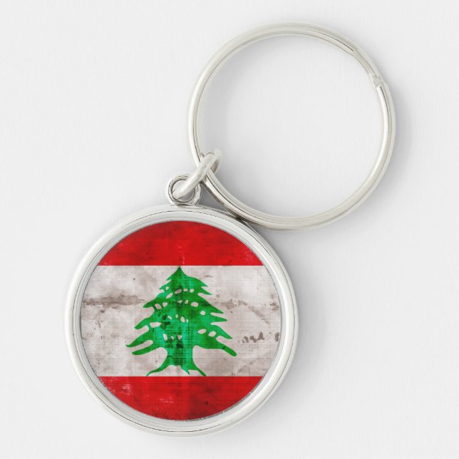 Weathered Lebanon Flag Keychain (Front)