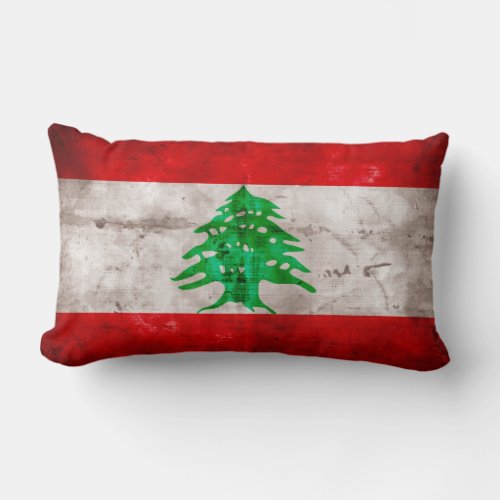 Weathered Lebanon Flag Lumbar Pillow