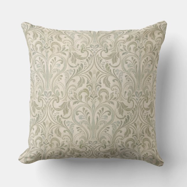 Weathered Linen Floral Texture Throw Pillow