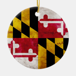 Weathered Maryland Flag Ceramic Ornament
