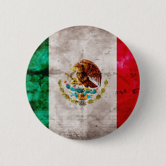 Weathered Mexican Flag Pinback Button
