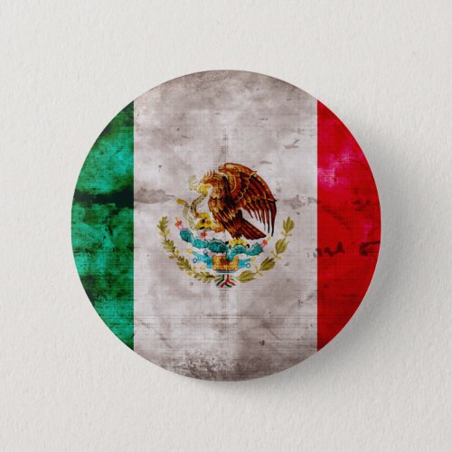 Weathered Mexican Flag Pinback Button