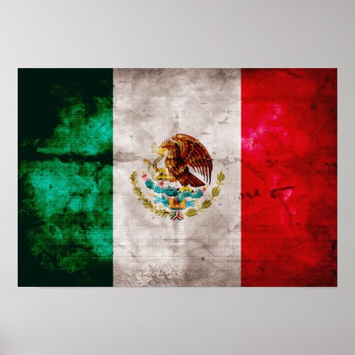 Weathered Mexican Flag Poster