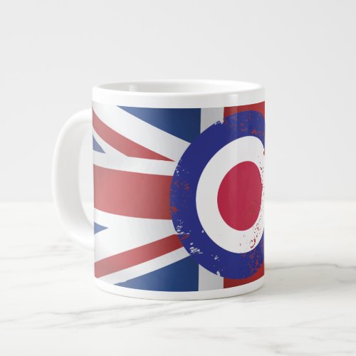 Weathered Mod Target on silk effect Union Jack Giant Coffee Mug