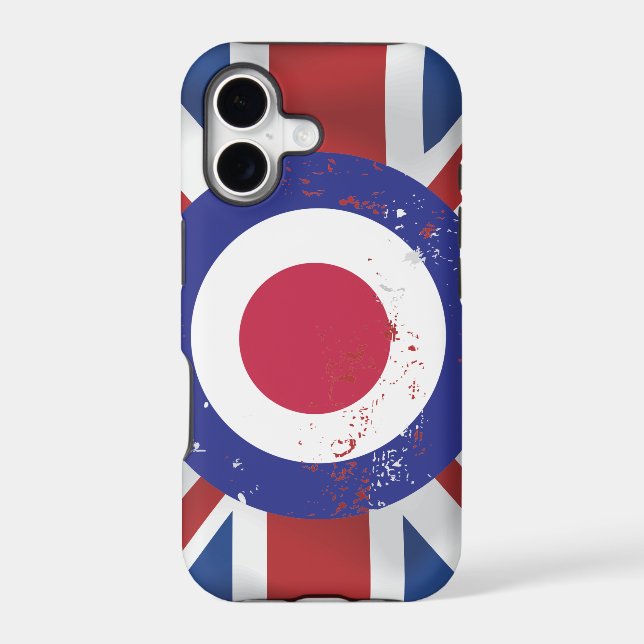 Weathered Mod Target on silk effect Union Jack Iphone Case (Back)