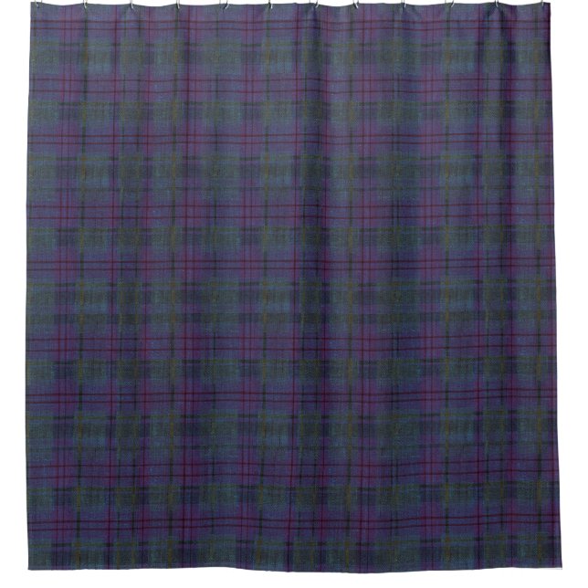  Weathered Navy Blue Tartan Shower Curtain (Front)