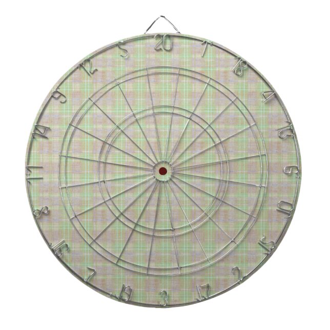 Weathered Neutral Sage Plaid Dart Board (Front)