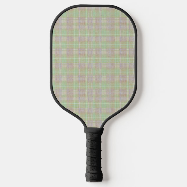 Weathered Neutral Sage Plaid Pickleball Paddle (Front)