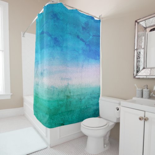 Weathered Ocean Blue Green Beachy Tropical Shower Curtain