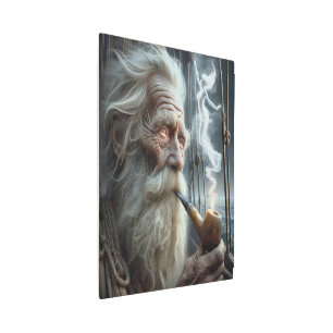 Weathered Old Seaman Smoking a Pipe Metal Print