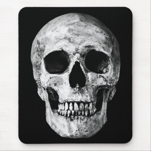 Weathered Old Skull _ Black  White Mouse Pad