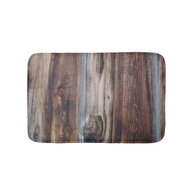 Weathered Old Wood Wall Texture Bathroom Mat (Front)