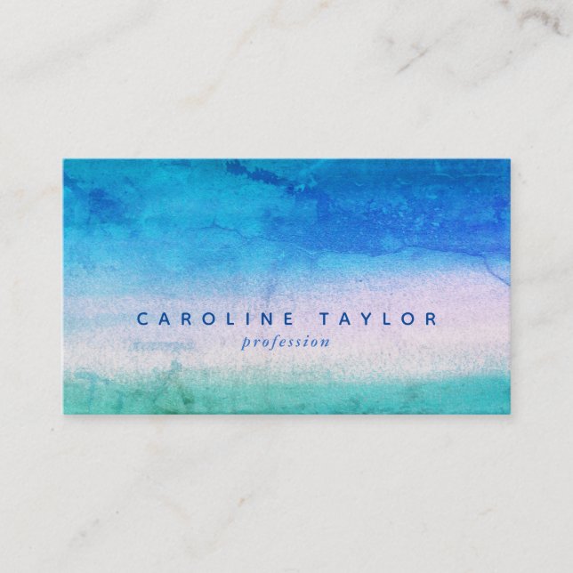 Weathered Ombre Ocean Blue & Green Professional Business Card (Front)