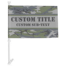 Weathered Outcrop Gray Camo Car Flag w/ Text