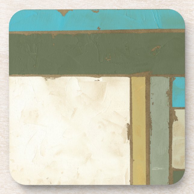Weathered Panel Painting by Jennifer Goldberger Drink Coaster (Front)