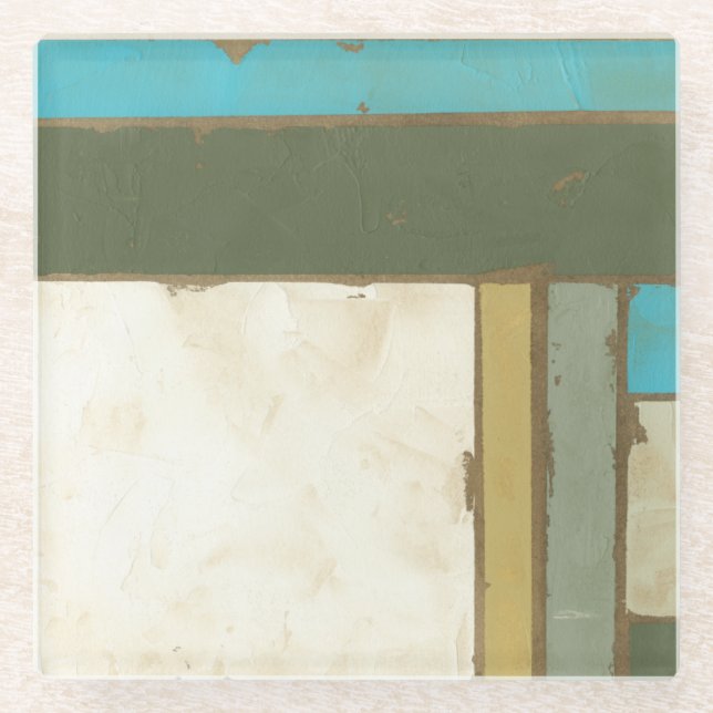 Weathered Panel Painting by Jennifer Goldberger Glass Coaster (Front)