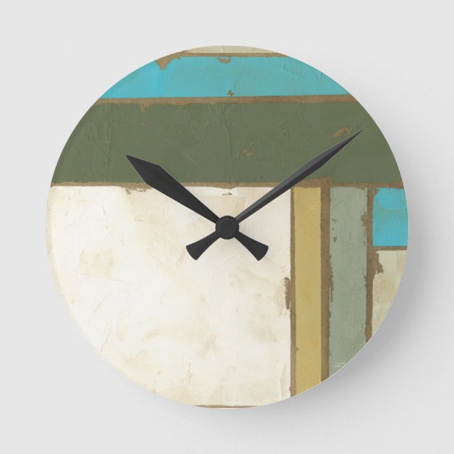 Weathered Panel Painting by Jennifer Goldberger Round Clock (Front)