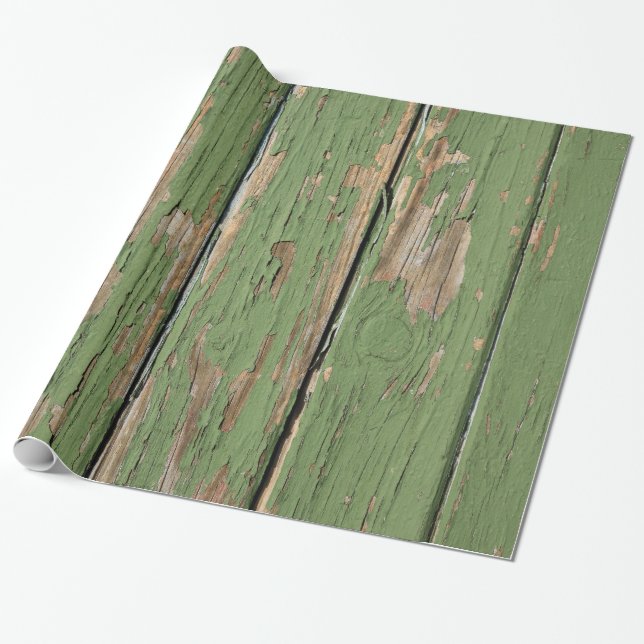 Weathered Peeling Paint on Wooden Boards Wrapping Paper (Unrolled)