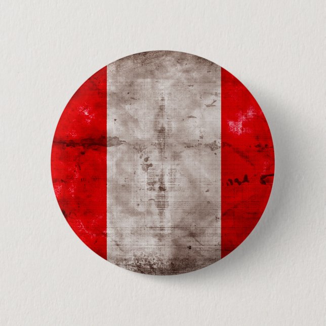 Weathered Peru Flag Pinback Button (Front)