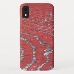 weathered red paint on wood iPhone XR case