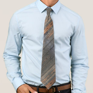 Weathered Redwood Fence Closeup Photo Image Print Neck Tie