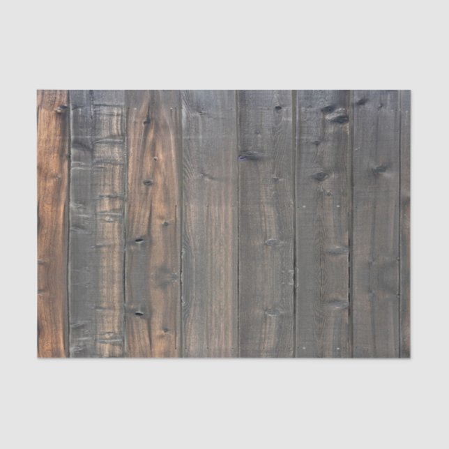 Weathered Redwood Fence Closeup Photo Image Print Tissue Paper (Front)